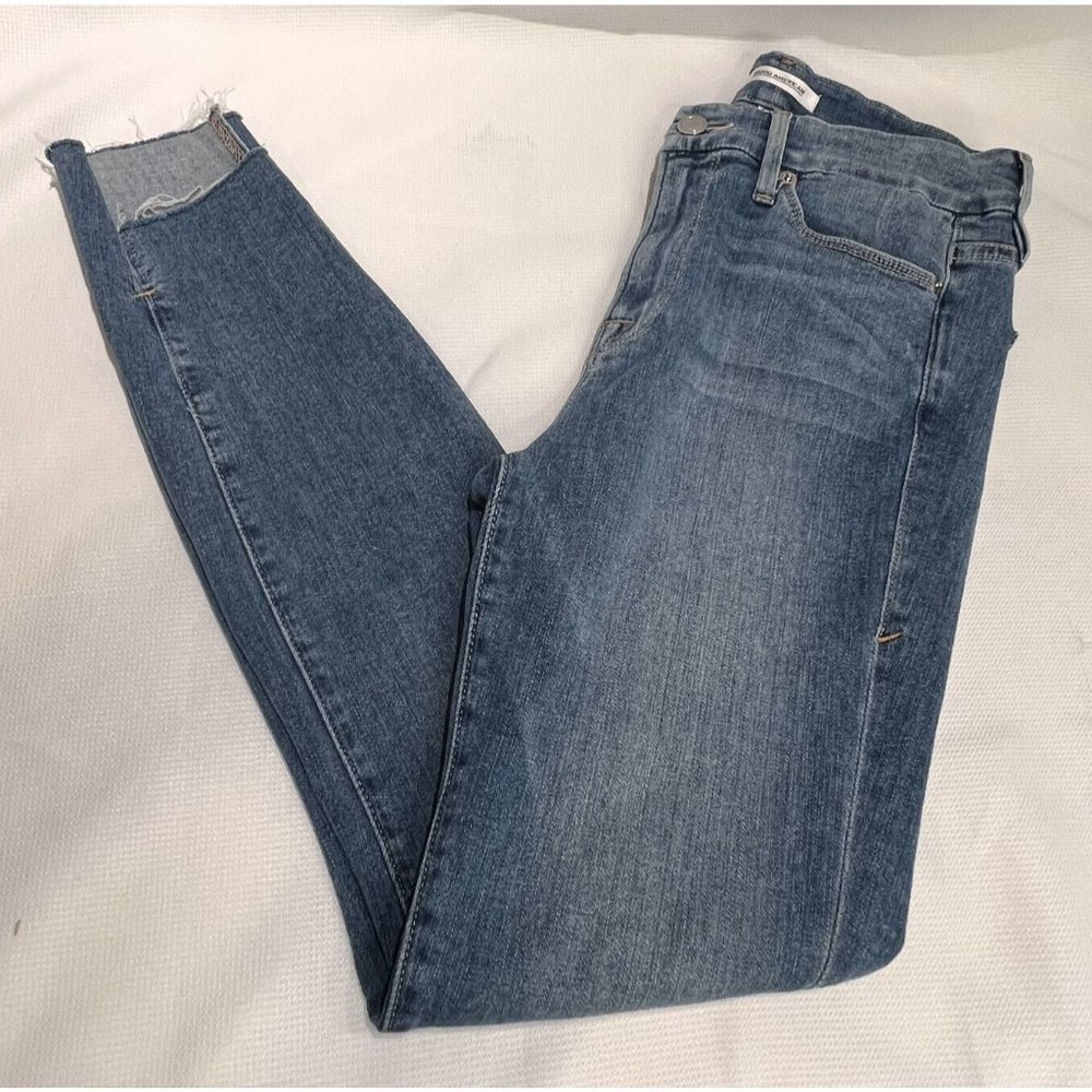Good American Womens Good Legs Jeans Skinny Raw Step Hem Size 6 / 28 High Rise